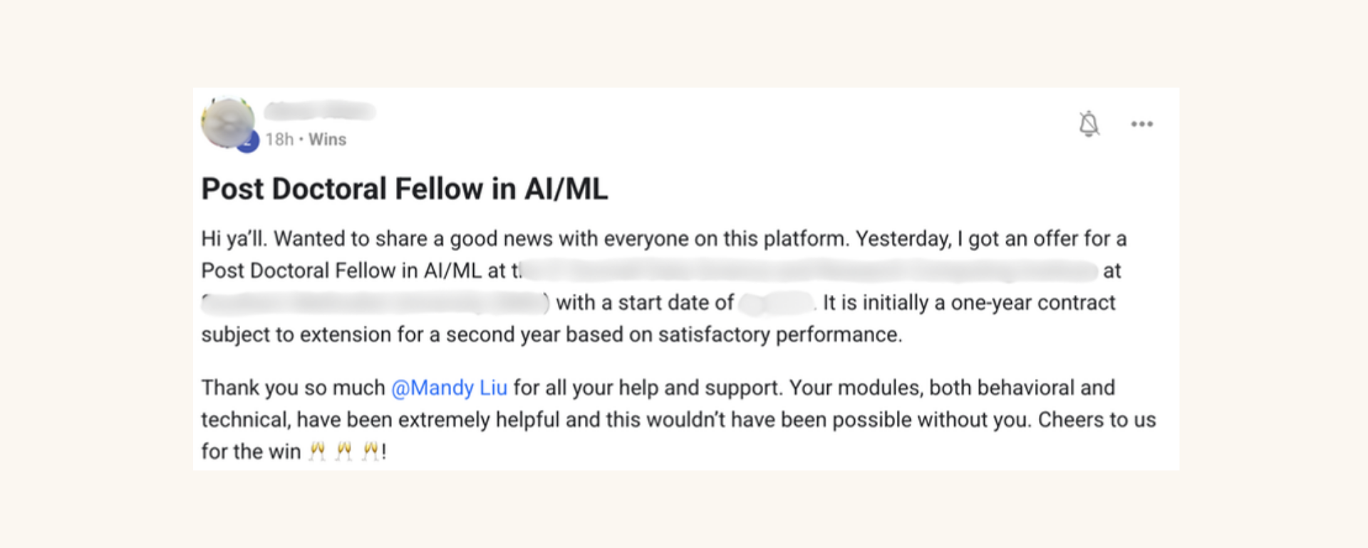 Abrar's testimonial screenshot